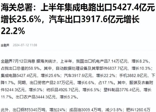 上半年中國芯片出口5427億,歐美繃不住了,美國封鎖技術失敗(圖3) 上半年中國芯片出口5427億,歐美繃不住了,美國封鎖技術失敗(圖3)